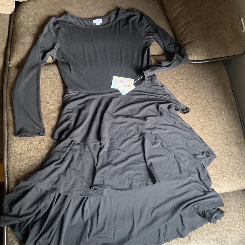SOLID BLACK 🖤 XL lularoe Georgia dress NWT